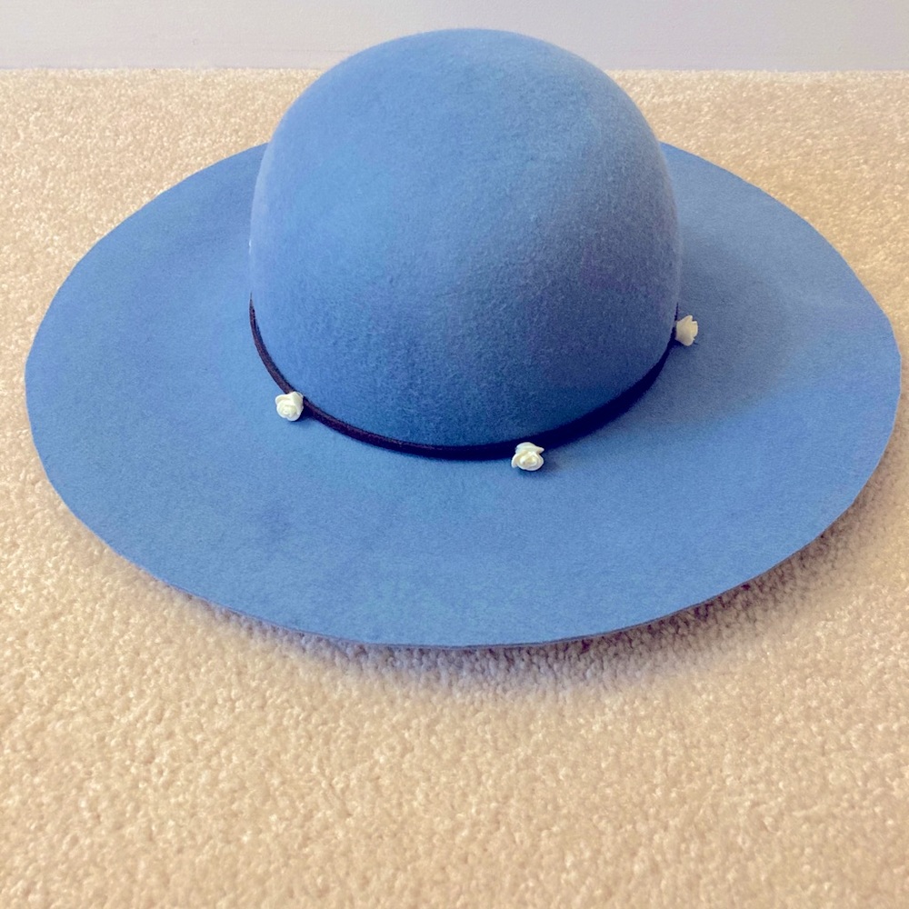 NWT NINEWEST blue felt floppy hat